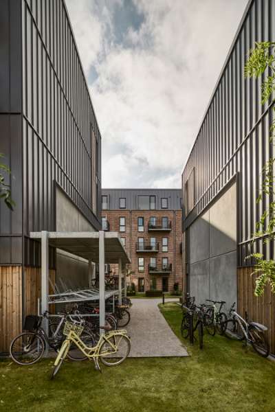 Steel profiles and wood united on the façade of modern homes in Aalborg, Badehusvej 1, 9000 Aalborg
